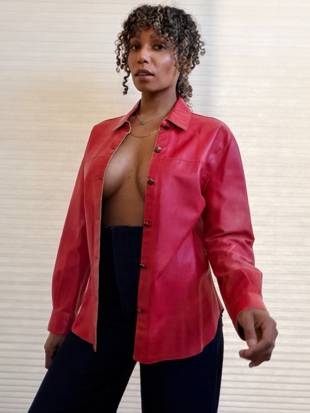 Jose Luis Vintage Leather Button Up Shirt